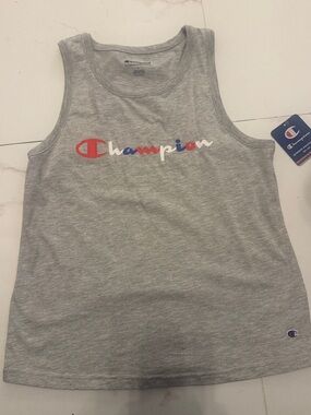 Champion Gray Tank Top with Red, Blue & White Logo